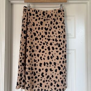 Socialite Tan Midi Skirt with Black Leopard Spots